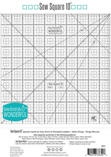 10 Inch Square Ruler - Sew Kind of Wonderful - Lineal
