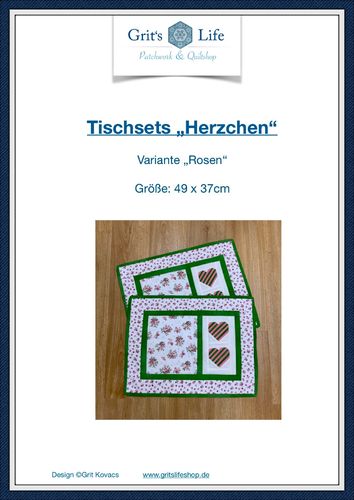 Anleitung Tischsets"Herzchen" Größe 49 x 37 cm
