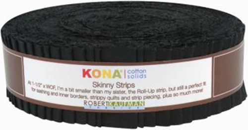 Kona Cotton Solids Black Skinny Strips 1,5 Inch breit 40 Stück