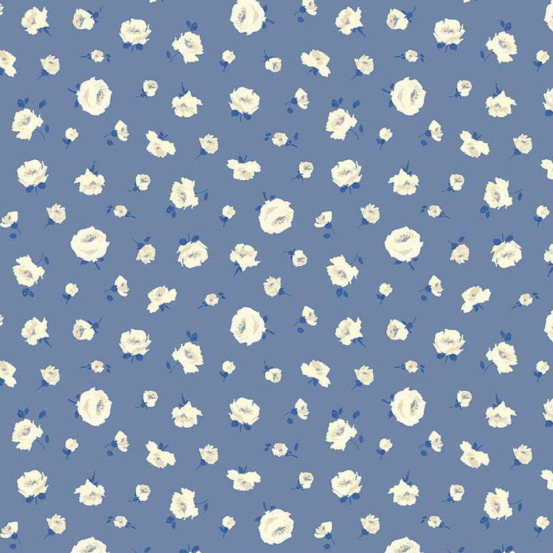 Liberty Fabrics Flower Show weiße Blumen auf blau