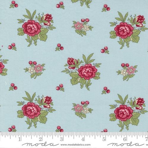 I Believe in Angels Bunny Hill Design Floral Roses Blau