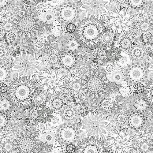 Überbreiter Rückseitenstoff Grey Floral Crochet ca. 2,70 m breit