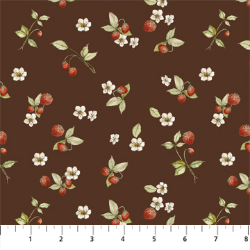 Heavenly Hedgerow FIGO Fabrics Blumen und Beeren auf braun