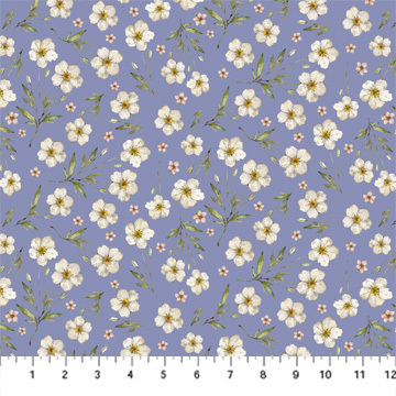 Heavenly Hedgerow FIGO Fabrics Blüten auf Blau
