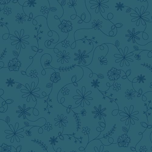 Vintage Flora Kimberbell Design Blue Swirl Floral