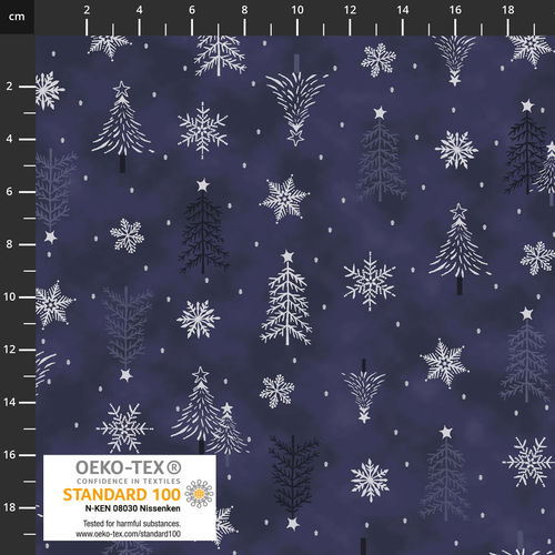Frosty Snowflake STOF fabrics Weihnachten Blau Silber
