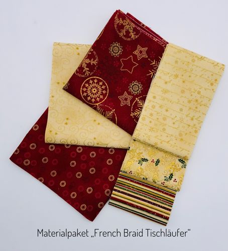 Materialpaket Rot Gold French Braid Tischläufer zur kostenlosen Anleitung