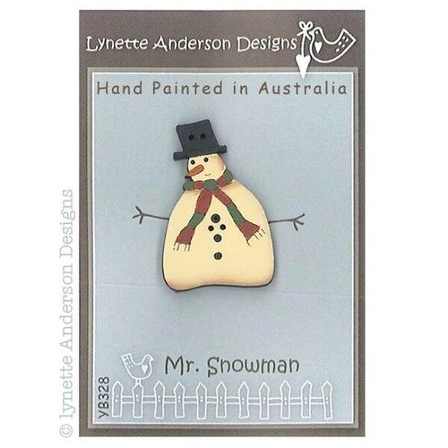 Mr. Snowman Button handgezeichneter Knopf Lynette Anderson