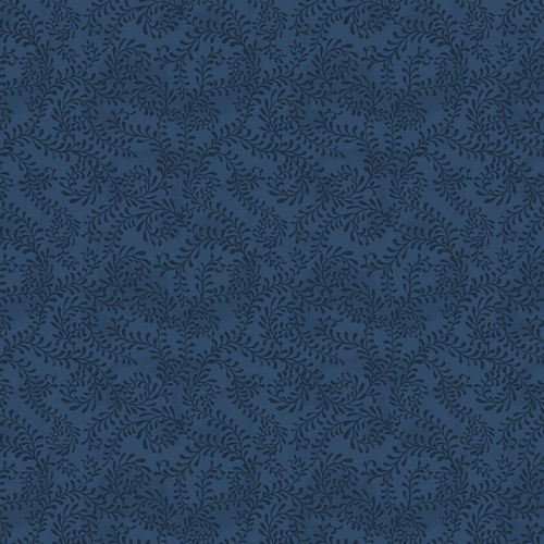 Überbreiter Rückseitenstoff  Navy Swirling Leaves von Wilmington Prints ca. 2,70 m breit