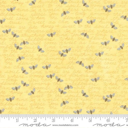 Honey & Lavender Deb Strain Moda Schrift Bienen Gelb