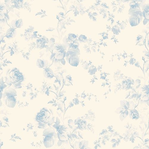 Clothworks French Roses LIGHT SKY FADED ROSE